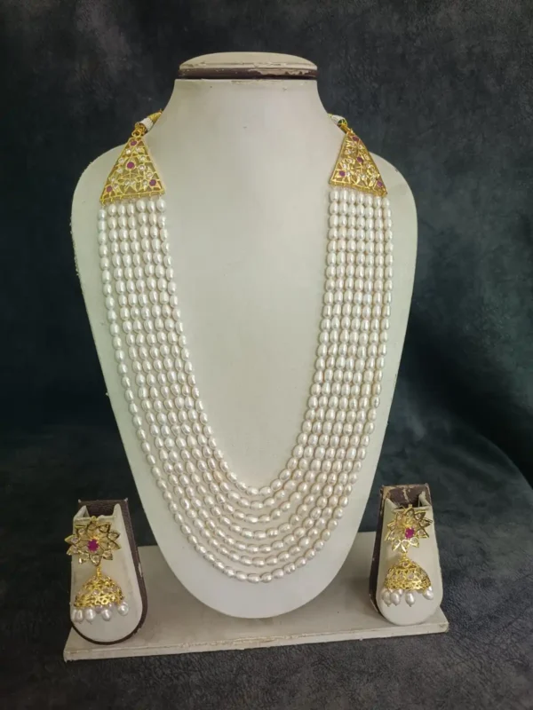 Satlada necklace with 7 white pearl strings – traditional Hyderabadi bridal Satlada necklace