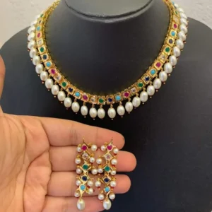 Hyderabadi Multicolor Choker Set – Gold-Plated Bridal Jewelry