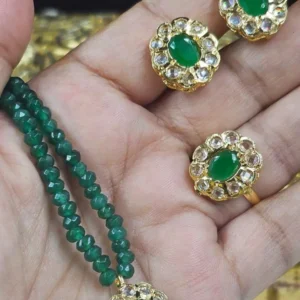 Daily Wear Pendant Set in gold-plated silver with semi-precious stones