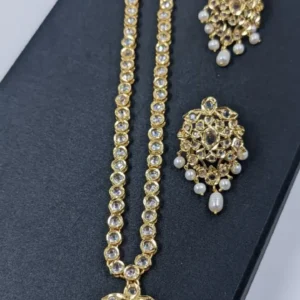 Golden Rani Haar Set with fine gold plating and semi-precious stones